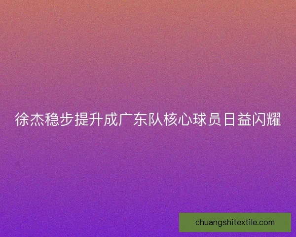 徐杰稳步提升成广东队核心球员日益闪耀